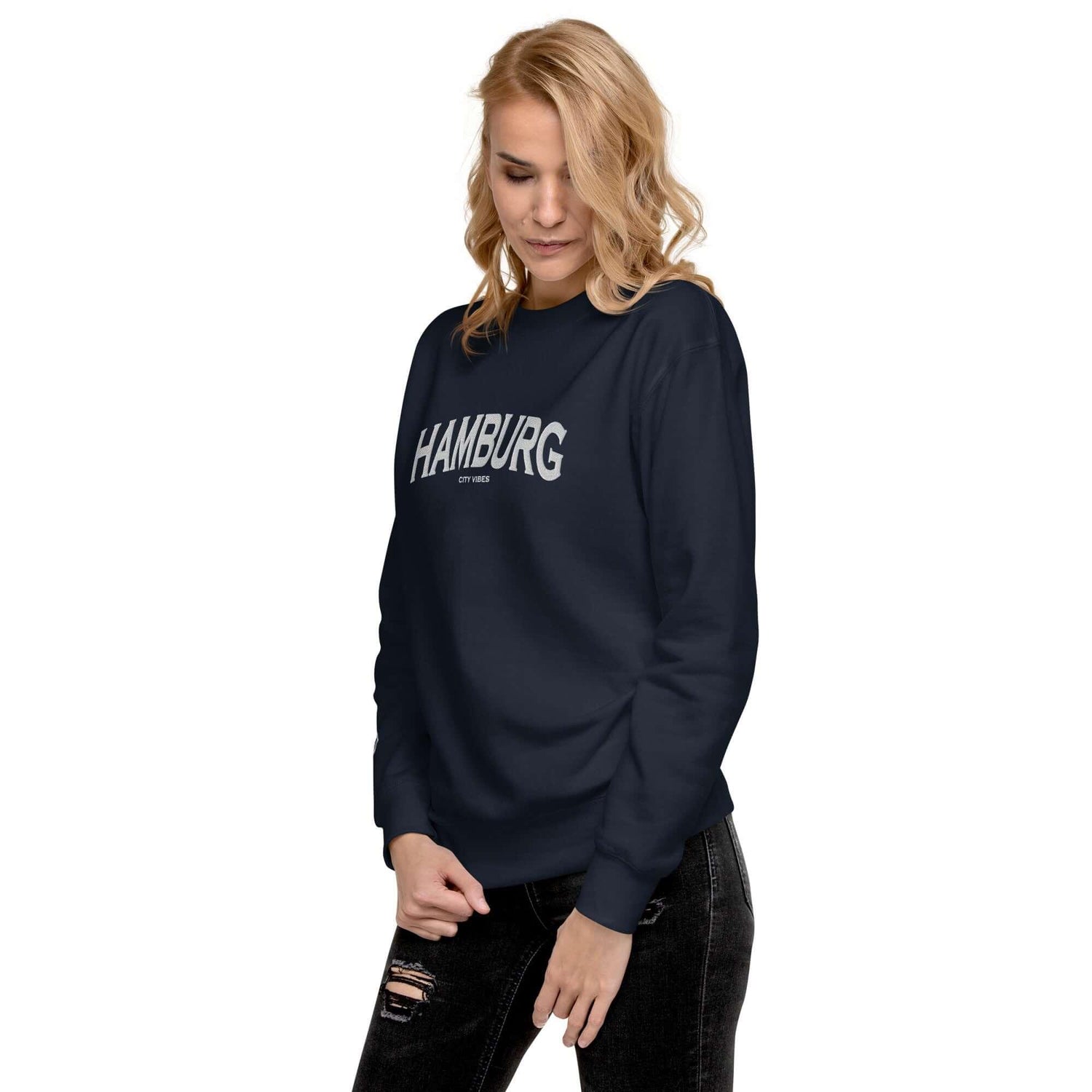 VIBES Premium Sweatshirt City | HAMBURG (Blau/Grau) * Unisex - Time Of Vibes