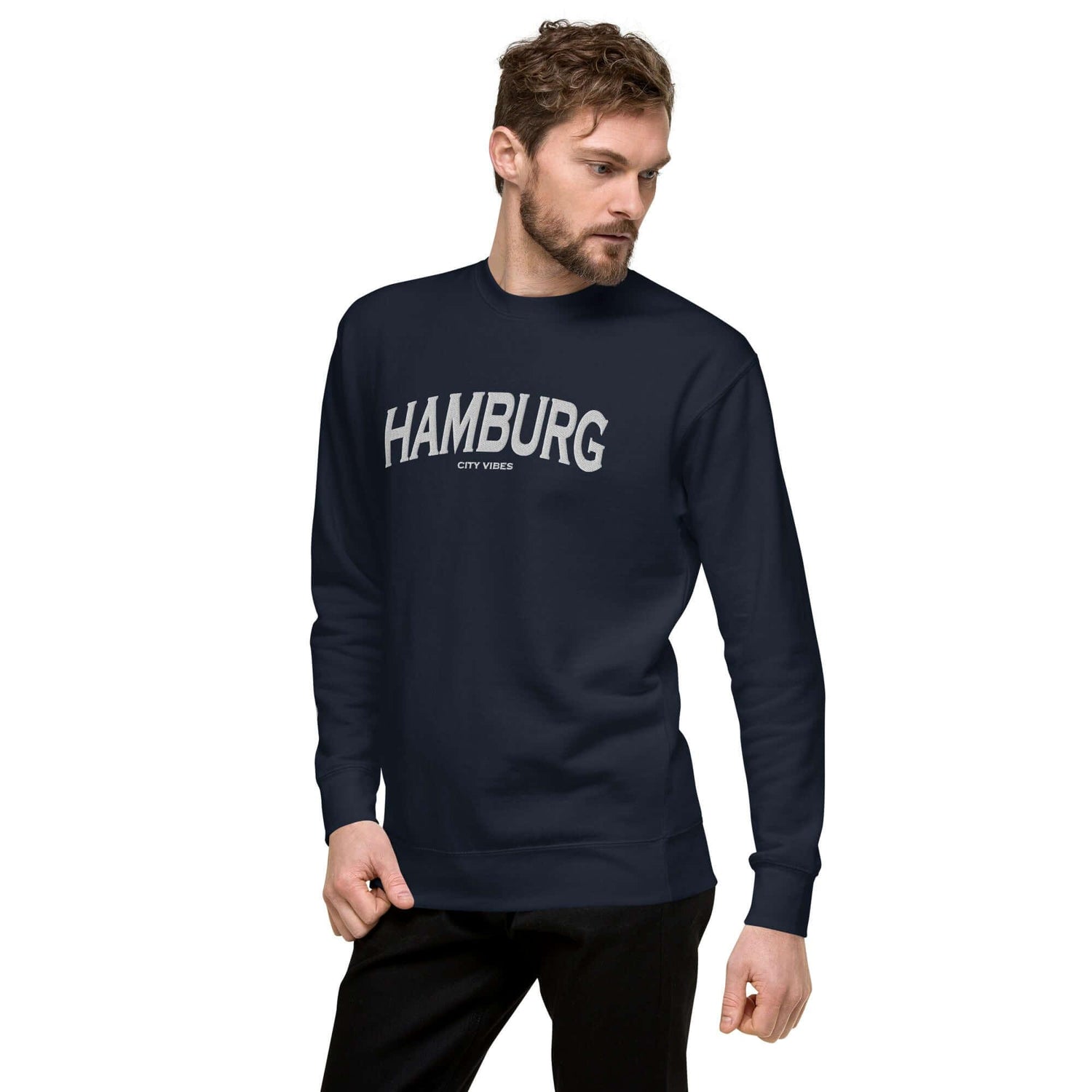 VIBES Premium Sweatshirt City | HAMBURG (Blau/Grau) * Unisex - Time Of Vibes