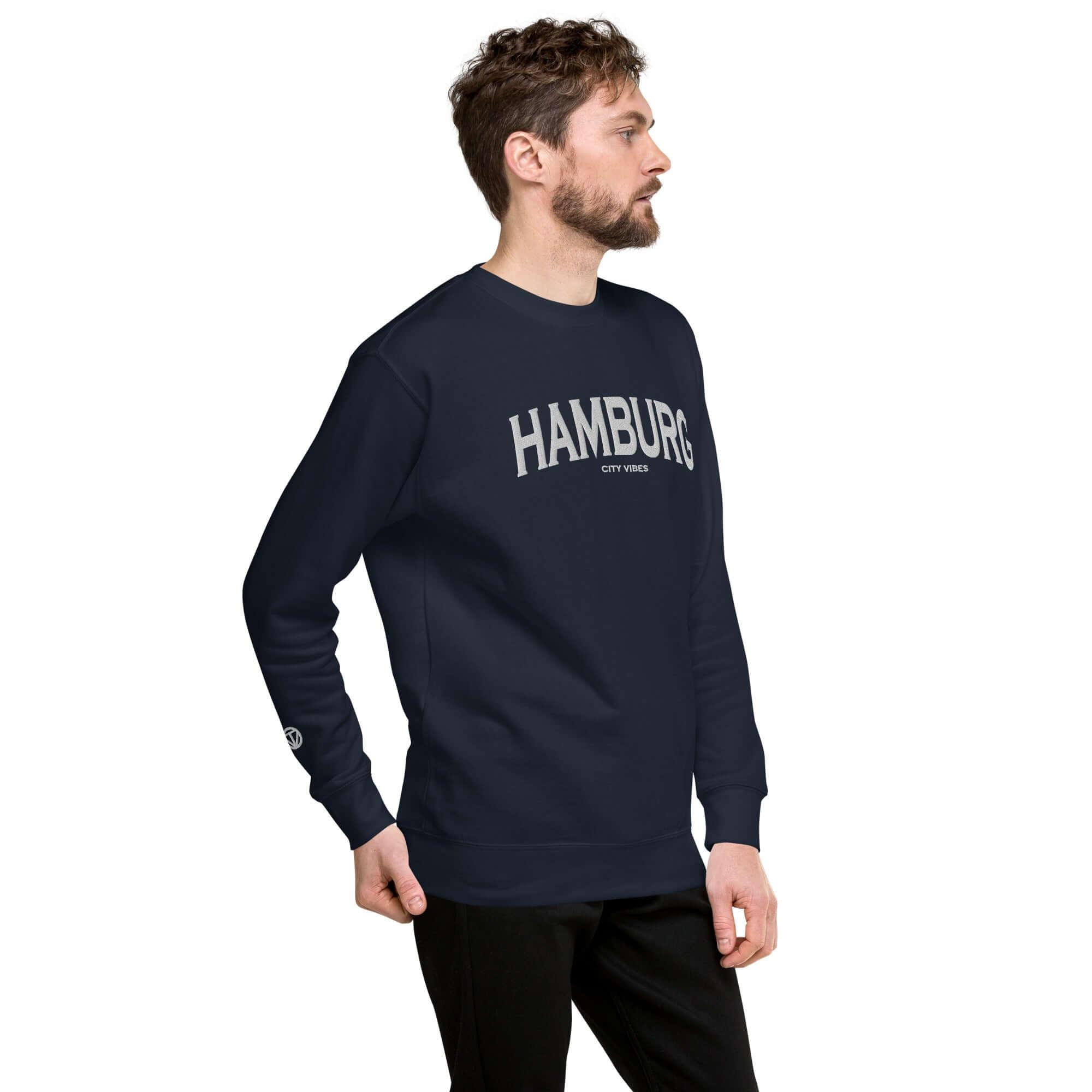 VIBES Premium Sweatshirt City | HAMBURG (Blau/Grau) * Unisex - Time Of Vibes