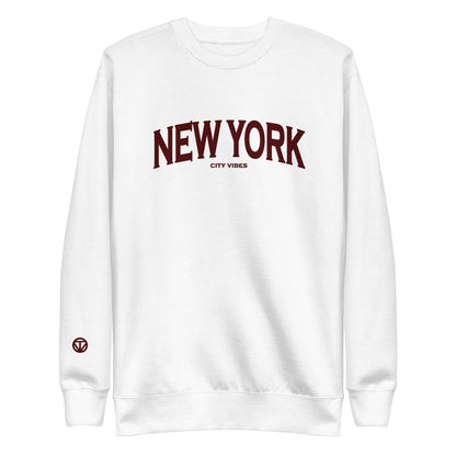 VIBES Premium Sweatshirt City | NEW YORK (Weiß/Braun) * Unisex - Time Of Vibes