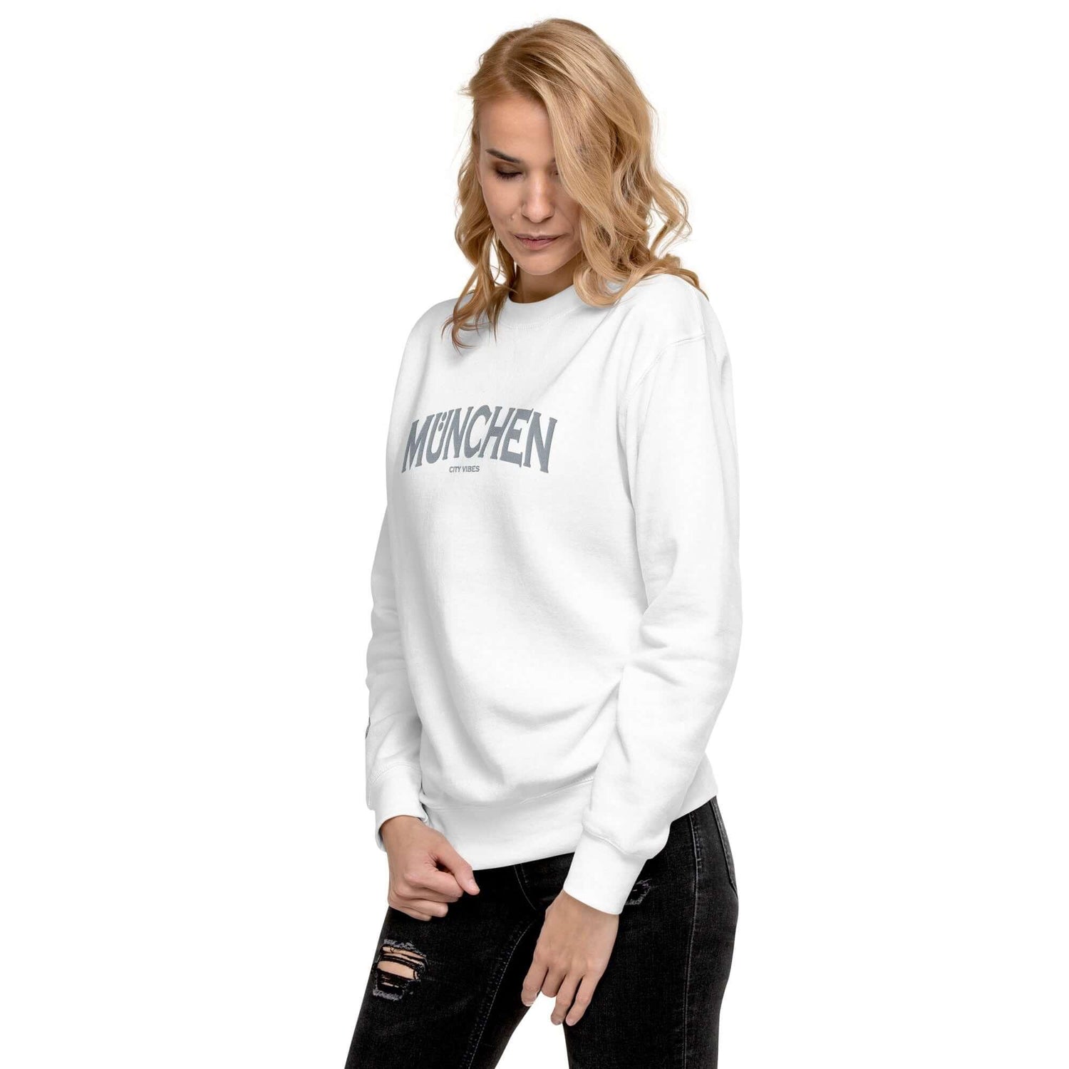 VIBES Premium Sweatshirt City | MÜNCHEN (Weiß - Grau) * Unisex - Time Of Vibes