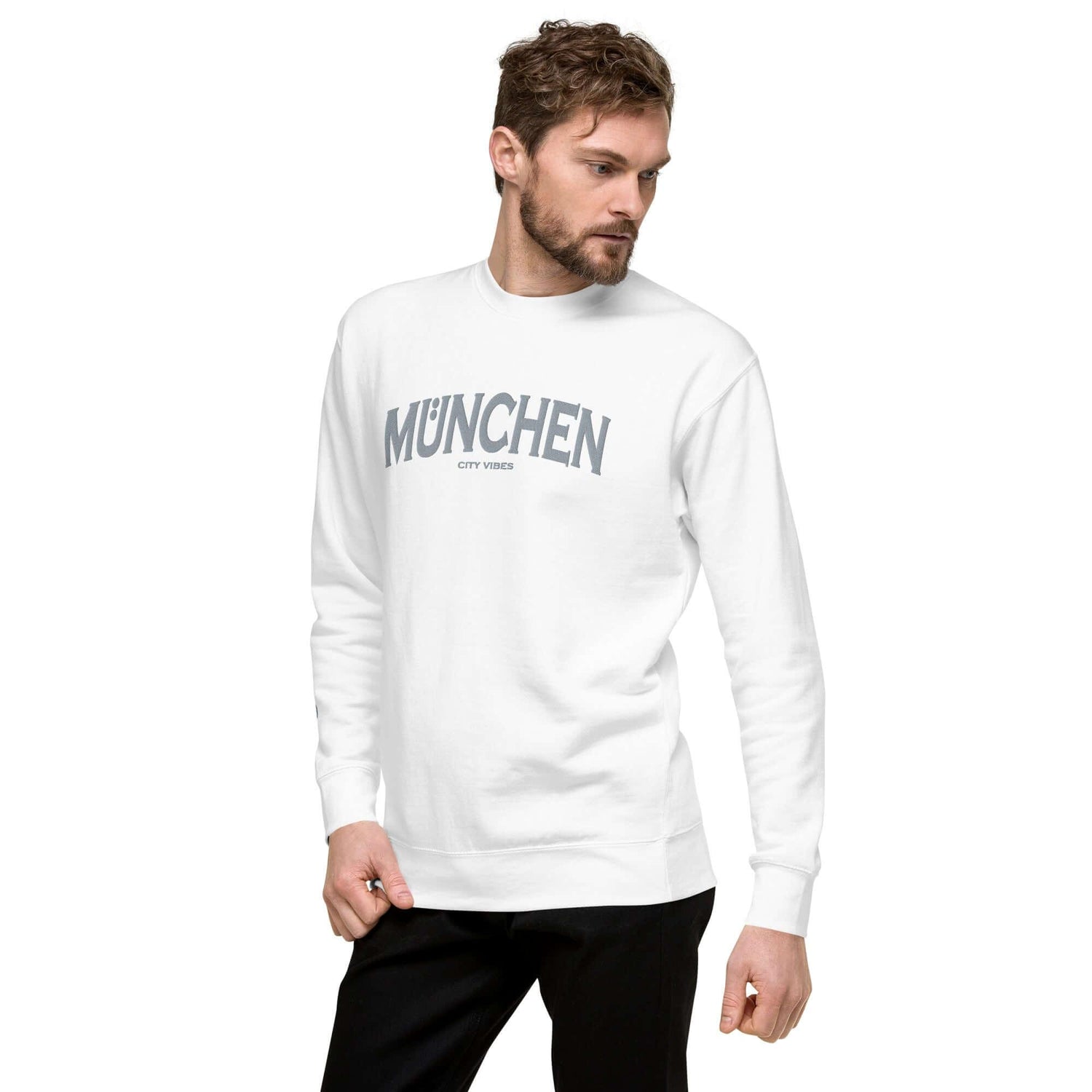 VIBES Premium Sweatshirt City | MÜNCHEN (Weiß - Grau) * Unisex - Time Of Vibes