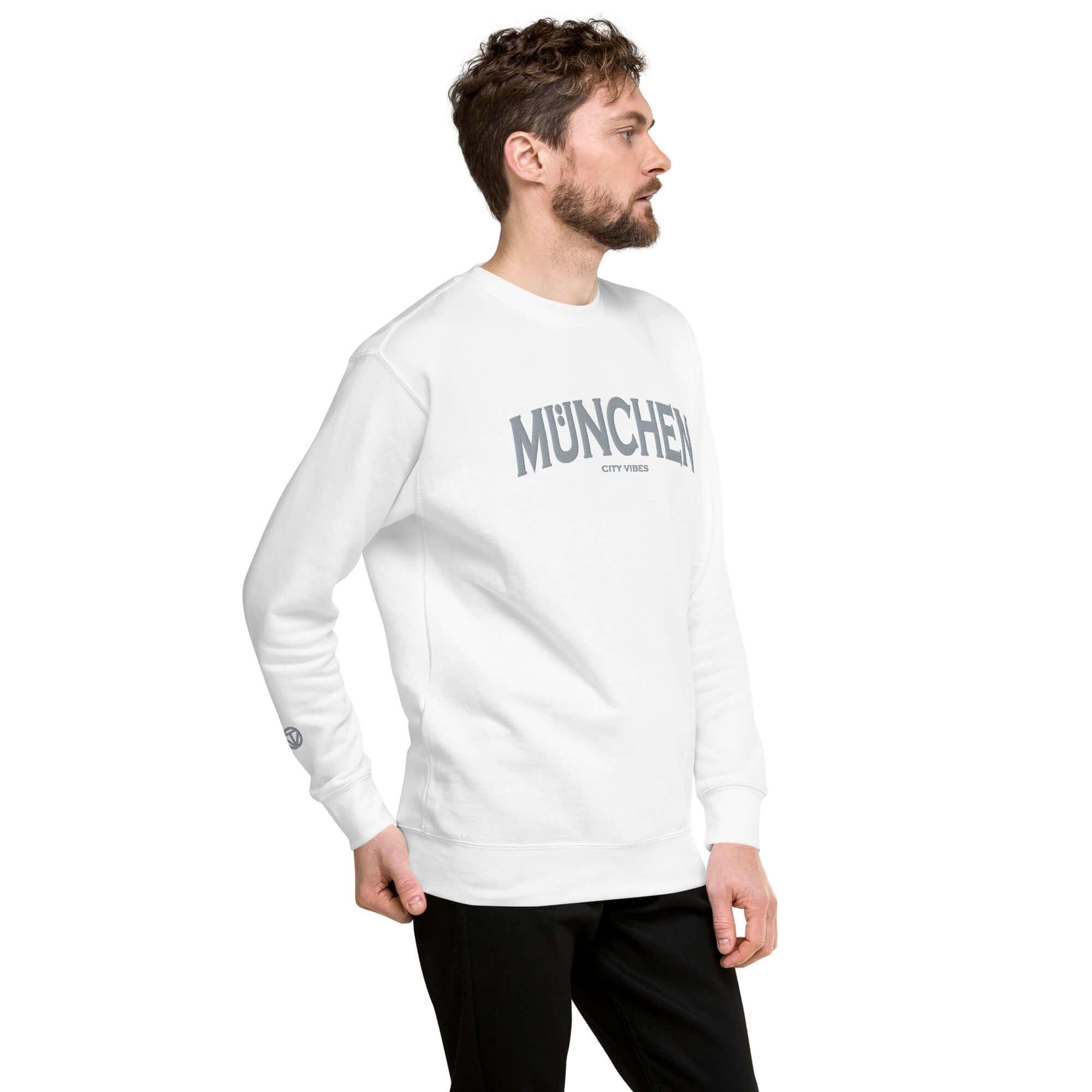 VIBES Premium Sweatshirt City | MÜNCHEN (Weiß - Grau) * Unisex - Time Of Vibes