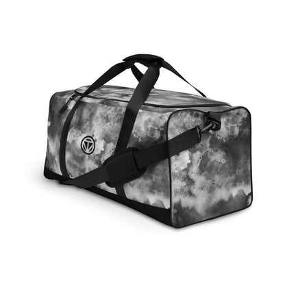 Sporttasche mit schwarz-weißem Wolkenmuster und Logo, Duffle Bag, verstellbarem Gurt