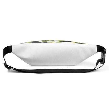 Weiße Gürteltasche mit schwarzem Riemen, Rückansicht, minimalistisch, Unisex-Design