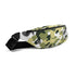 Bauchtasche mit Camouflage-Muster, schwarz-weißer Reißverschluss und Logo, Frontansicht