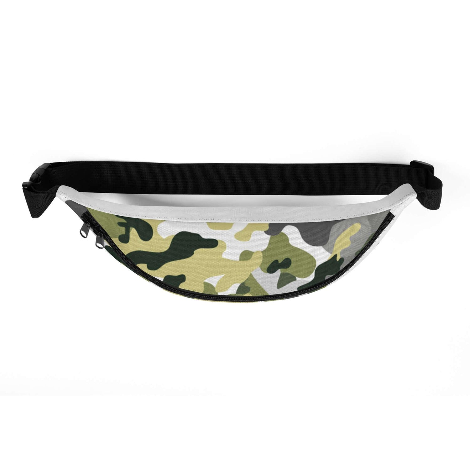 Bauchtasche Camouflage Muster mit schwarzem Reißverschluss und verstellbarem Gurt, Weiß