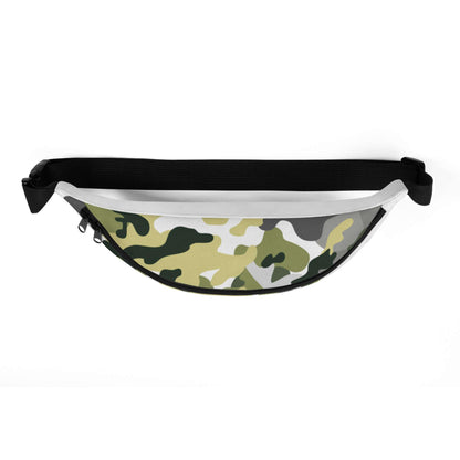 Bauchtasche Camouflage Muster mit schwarzem Reißverschluss und verstellbarem Gurt, Weiß