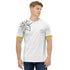 Weißes Herren T-Shirt mit schwarzem Blumen-Print und gelben Ärmelabschlüssen, Casual Look