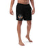 Schwarze Herren-Schwimmshorts mit Harley Bros München Logo vorne, Modell vor weißem Hintergrund