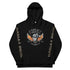 Schwarzer Hoodie mit Harley Bros. Aufdruck, Flammen-Motorrad-Motiv und Schriftzug auf Ärmeln