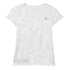 Weißes Damen Sport T-Shirt mit floralem Muster, Schriftzug VIBES und kleinem Logo.