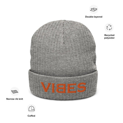 VIBES Beanie - Strickmütze Unisex (Grau/Orange) - Time Of Vibes