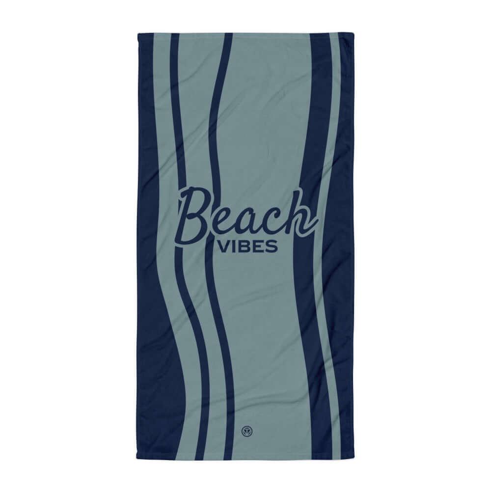 Strandtuch Beach Vibes in Blau mit Wellenmuster, 30x60 Zoll, für Badeurlaub