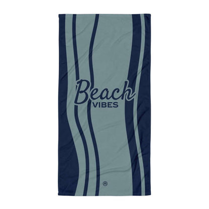 Strandtuch Beach Vibes in Blau mit Wellenmuster, 30x60 Zoll, für Badeurlaub