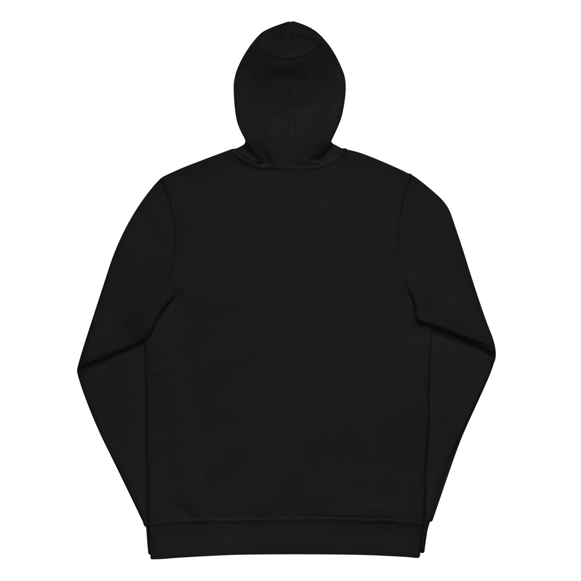 Unisex Basic Zip Hoodie in Schwarz, Rückansicht, schlichtes Design ohne Aufdruck