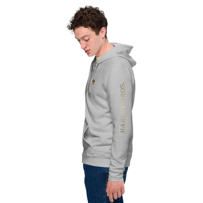 Unisex Basic Zip Hoodie in Heather Gray mit Hartley Bros. Logo und Schriftzug am Ärmel