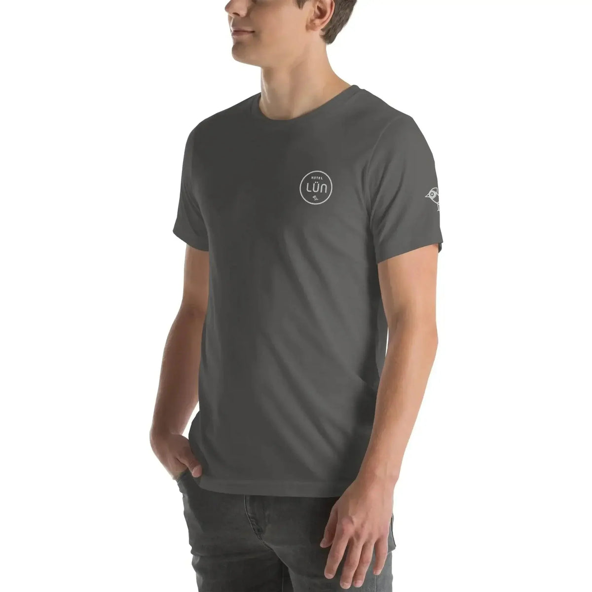 HOTEL LÜN Unisex-T-Shirt Bestickt (Grau) - Time Of Vibes