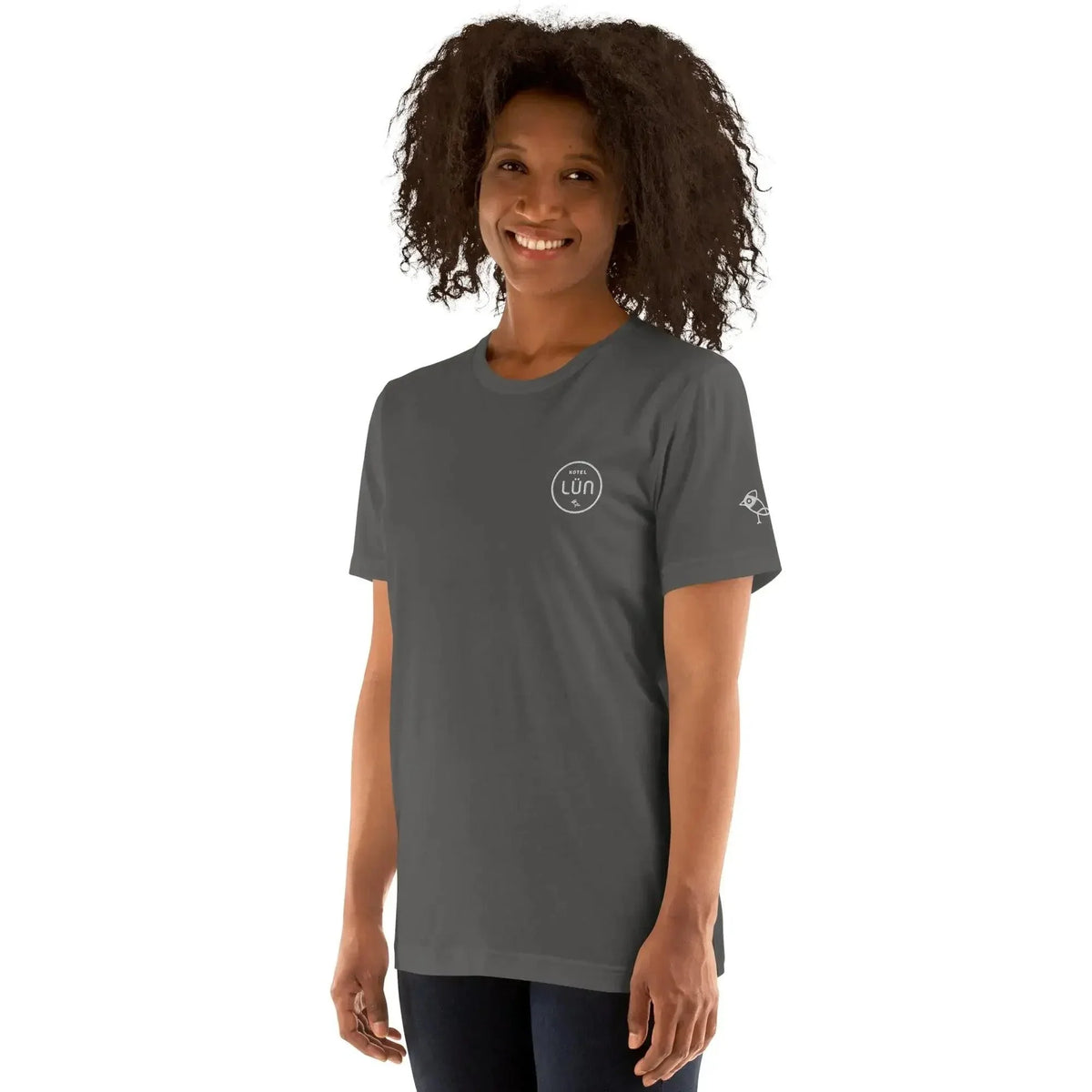 HOTEL LÜN Unisex-T-Shirt Bestickt (Grau) - Time Of Vibes