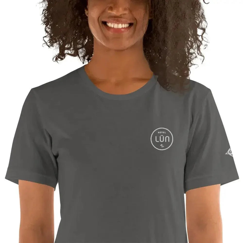 HOTEL LÜN Unisex-T-Shirt Bestickt (Grau) - Time Of Vibes