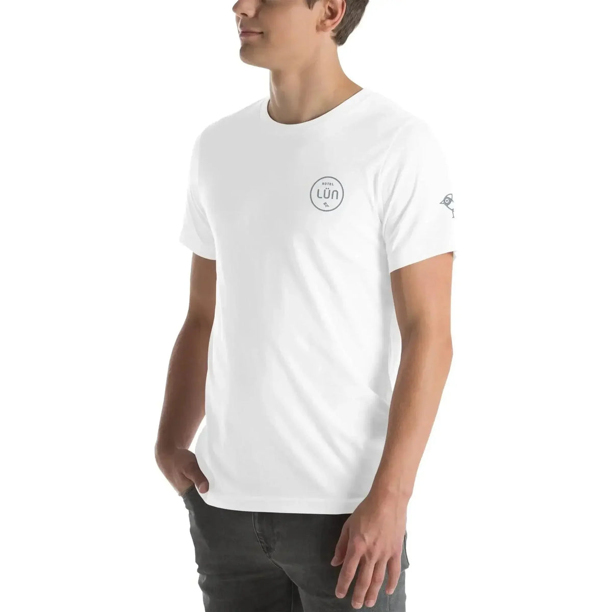 HOTEL LÜN Unisex-T-Shirt Bestickt (Weiß) - Time Of Vibes