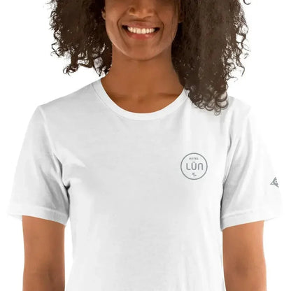 HOTEL LÜN Unisex-T-Shirt Bestickt (Weiß) - Time Of Vibes